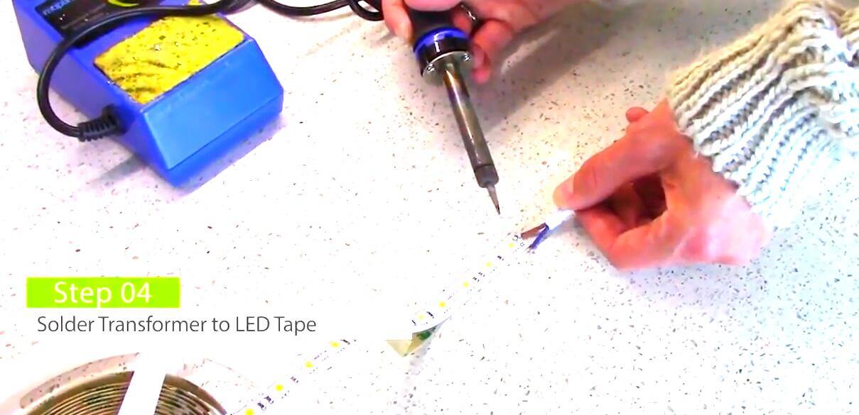 Solder the power supply wire to the led tape